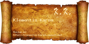 Klementis Karsa névjegykártya
